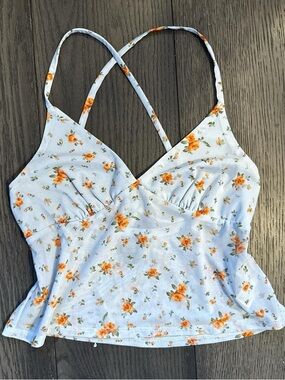 wild fable Light Blue Floral Cami with Orange Rose Print